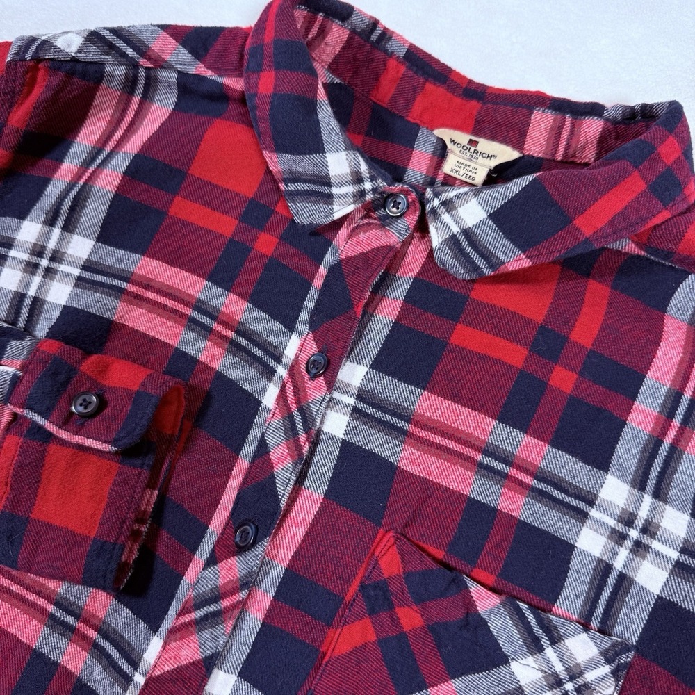 Woolrich Womens Flannel Shirt Plaid 2XL Long Sleeve Button Up Outdoor Western
